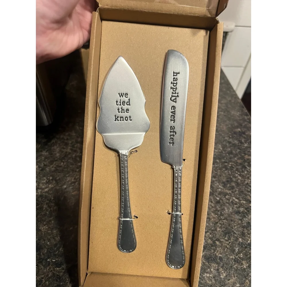 New Mud Pie Boxed Wedding Cake Server Set, Silver, 9